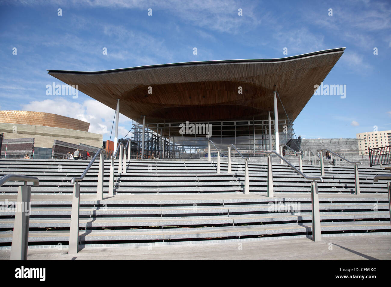 Vista frontale dell' Assemblea del Galles a Cardiff Bay. Foto Stock