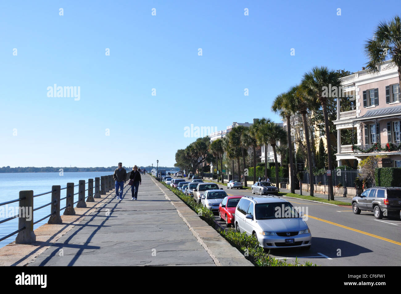 La batteria promenade, Charleston, Carolina del Sud Foto Stock