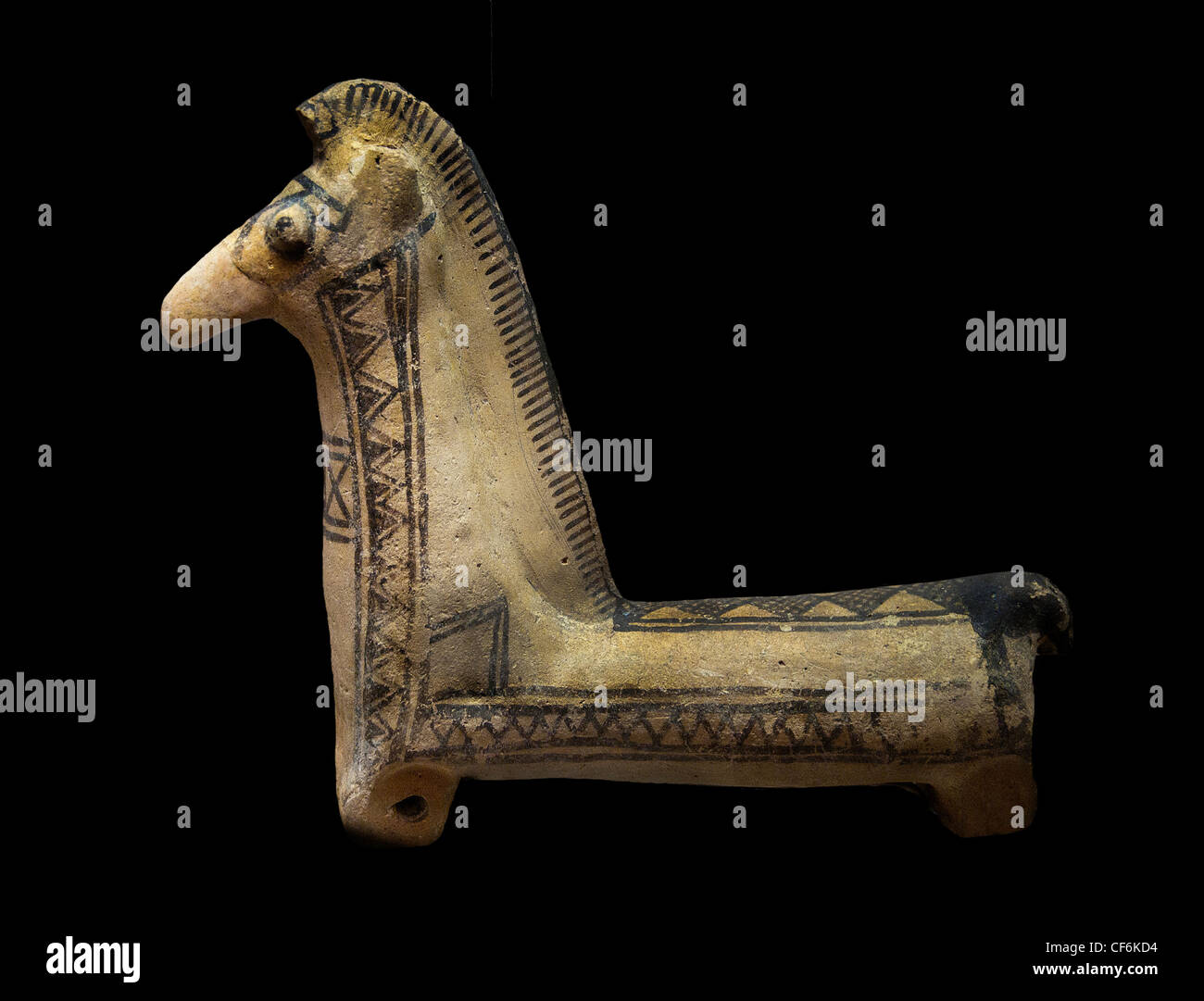 Cavallo di terracotta policroma geometrica Cypro III 10 - 8 cent BC cipriota di Cipro Foto Stock