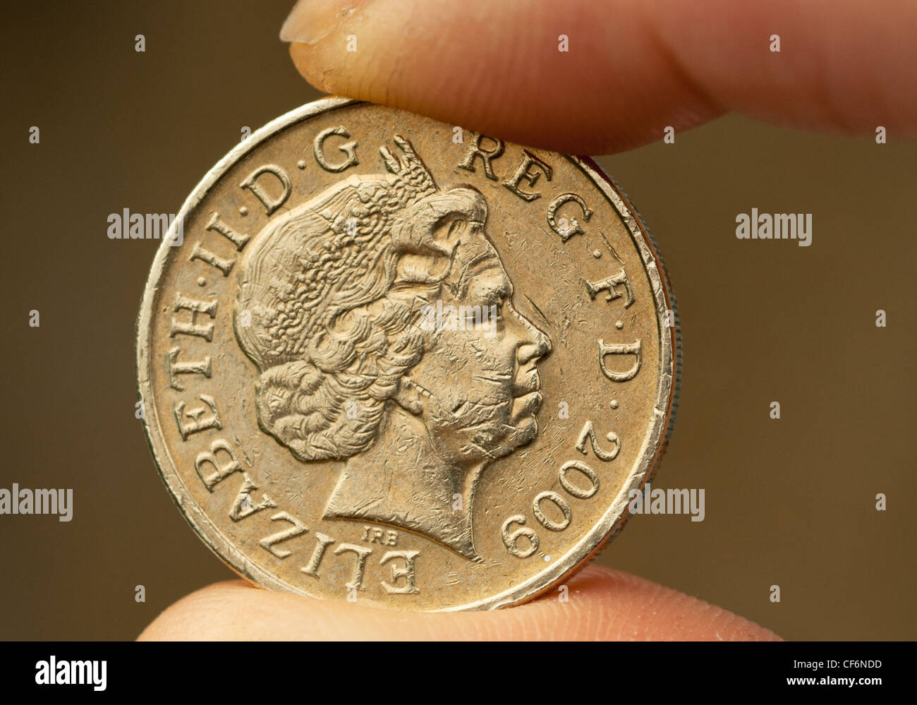 Una moneta di libbra Foto Stock