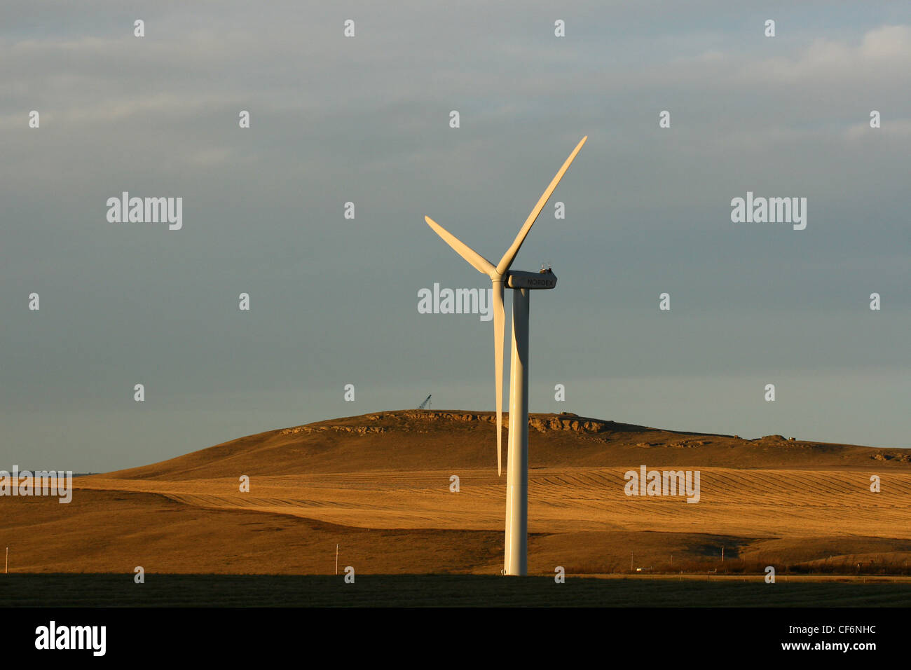 Turbina eolica su una fattoria eolica Foto Stock