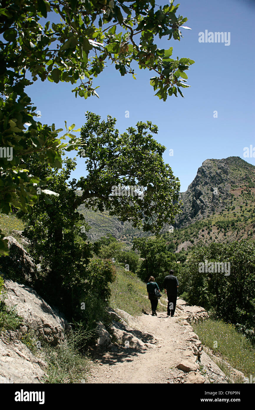 Camminare vicino a Arsameia, Kahta, Adiyaman, sud-est della Turchia Foto Stock