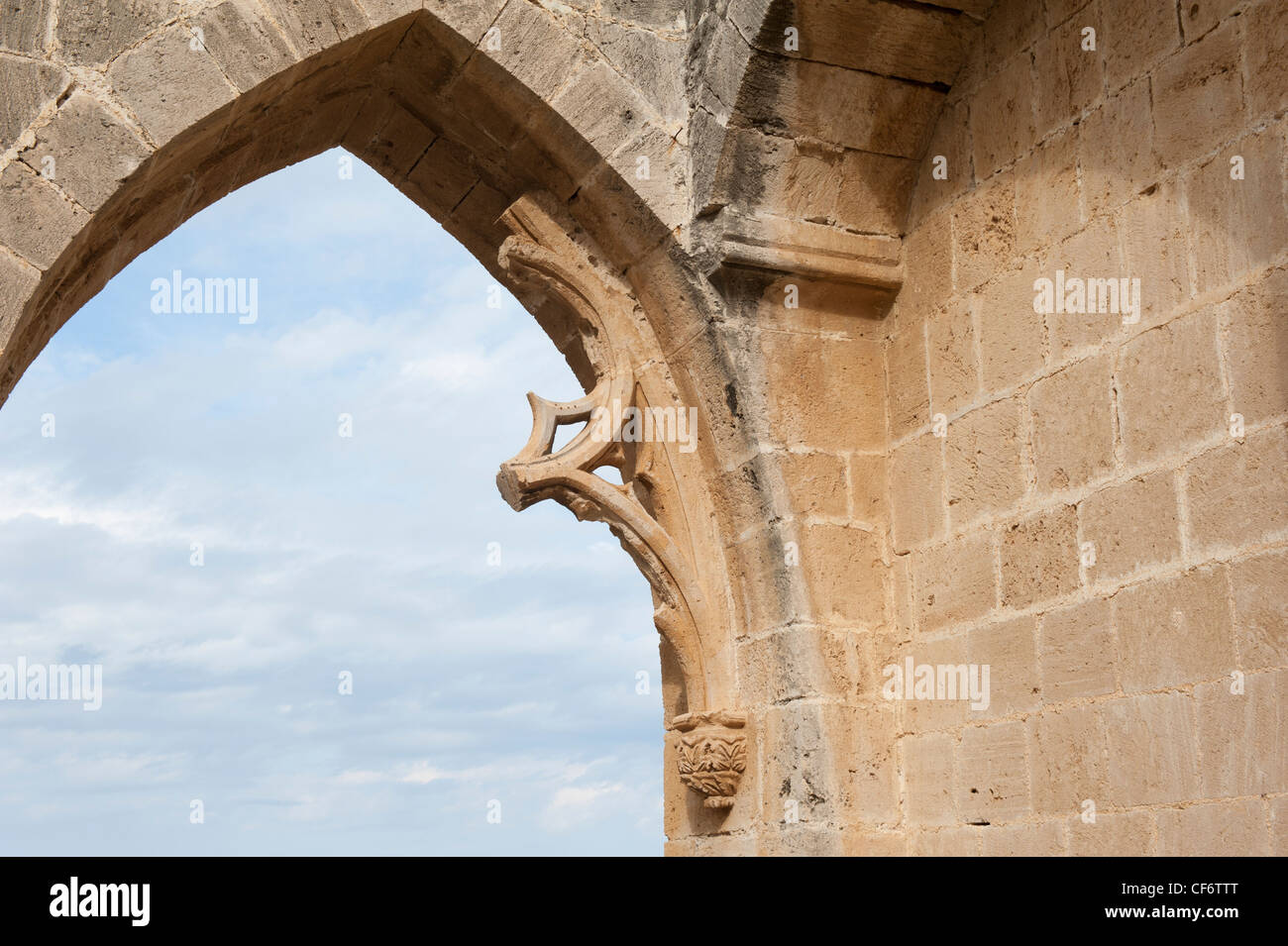 Dettaglio di Bellapais abbey, Cipro Foto Stock