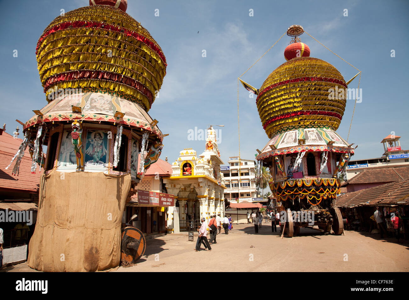 Grandi carri, Krishna tempio costruito nel tredicesimo secolo Udupi Foto Stock