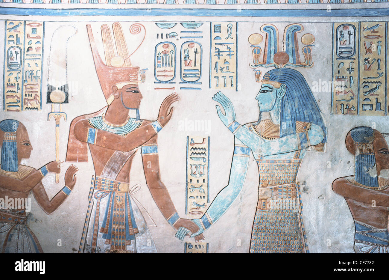 Tomba dipinto nella tomba del Principe Amen-Khopshef Valle delle Regine Antica Tebe Luxor Valle del Nilo in Egitto il Nord Africa Foto Stock