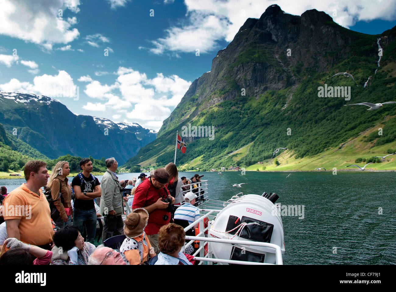 Norvegia Aurlandsfjord la Norvegia in un breve viaggio vi porterà attraverso alcune di Norvegia il più bel paesaggio del fiordo. Foto Stock