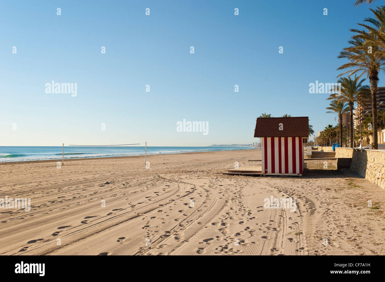 Grande e sabbiosa spiaggia Muchavista, Costa Blanca, Spagna Foto Stock