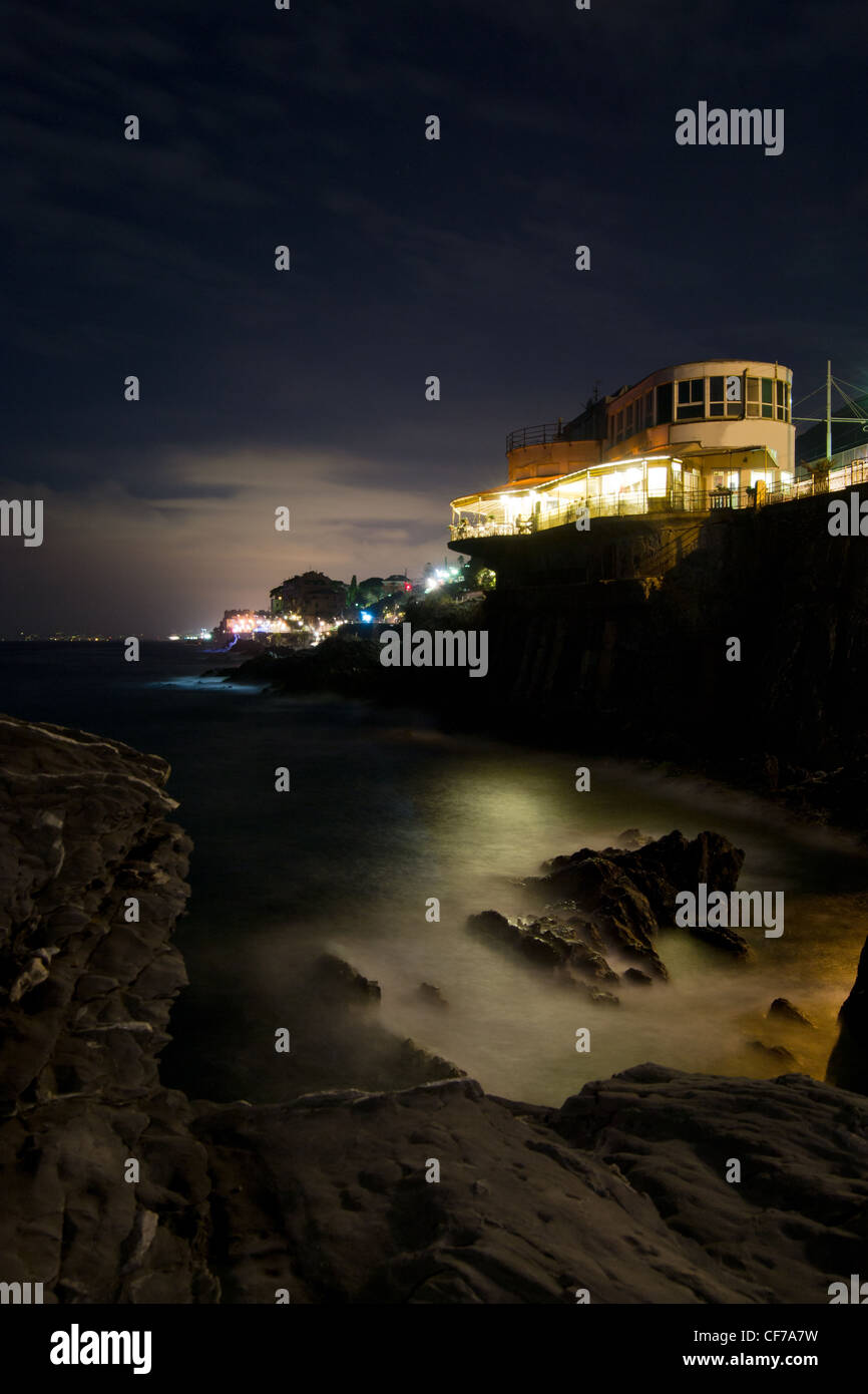 Genova Nervi di notte Foto Stock