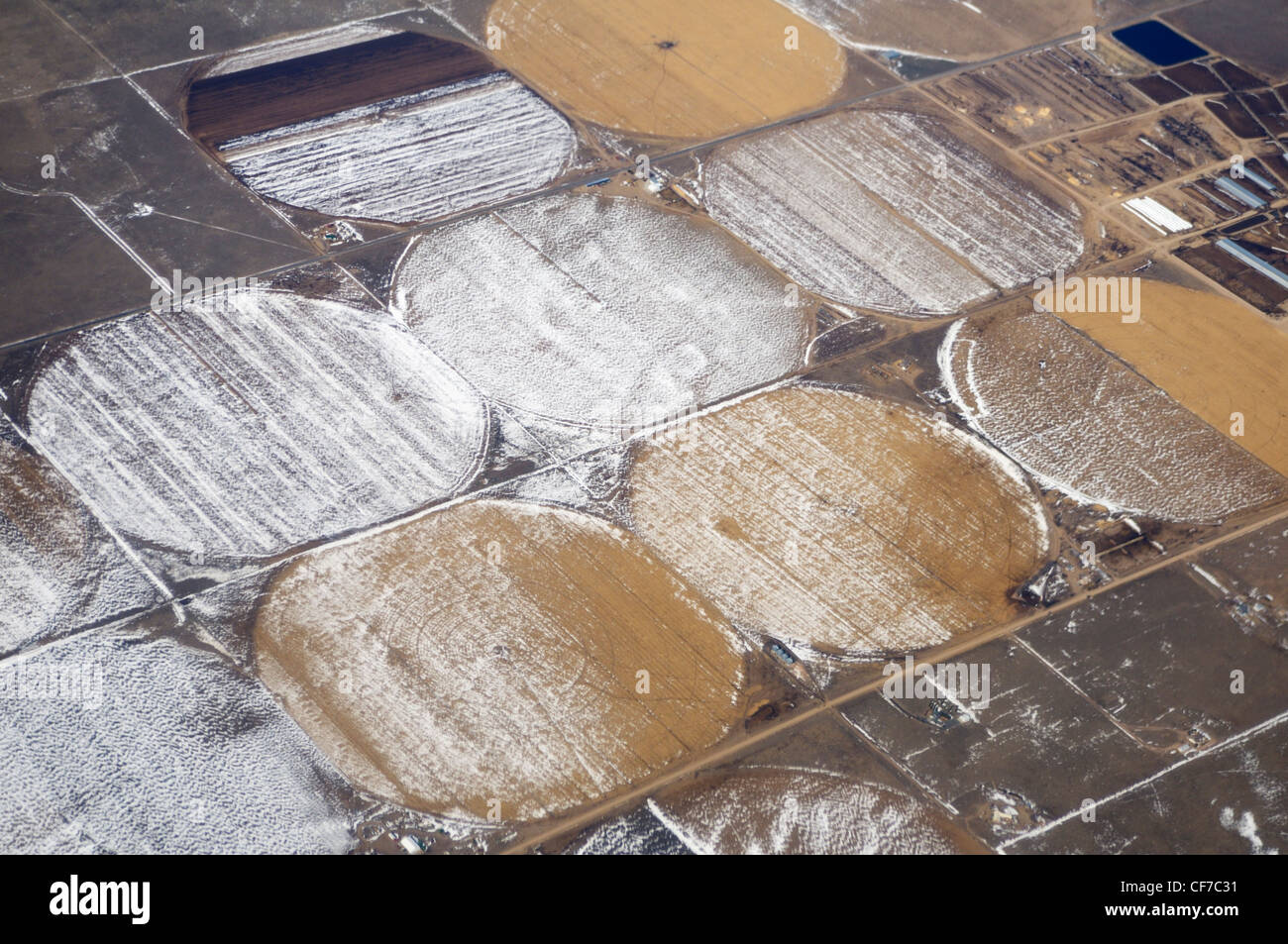 Terreni agricoli da 30.000 piedi in inverno, Kansas, Stati Uniti Foto Stock