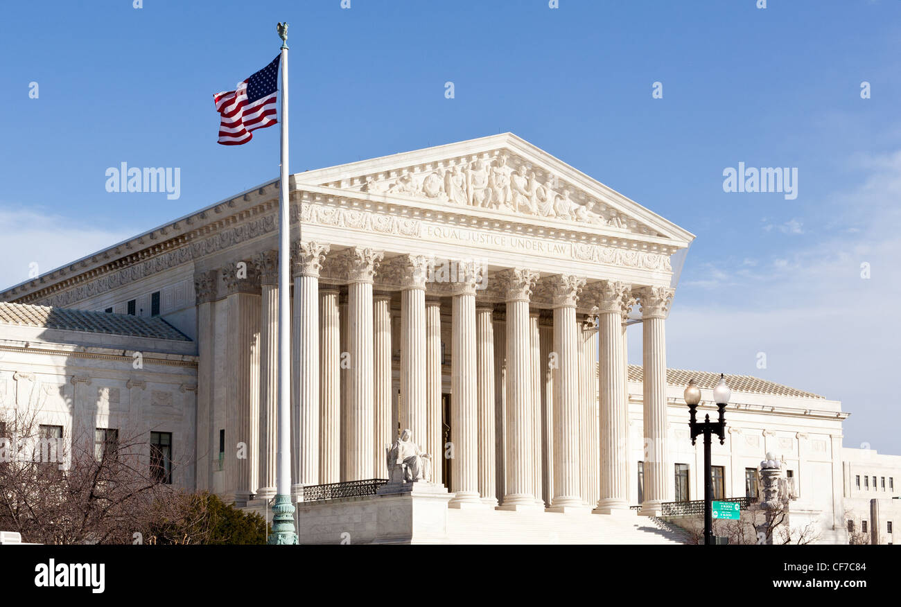 La facciata della Corte suprema degli Stati Uniti in Washington DC, Stati Uniti d'America Foto Stock