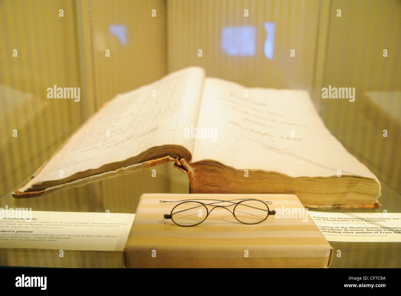 Schubert gli occhiali, Haus der Musik (Casa della Musica), Vienna, Austria Foto Stock