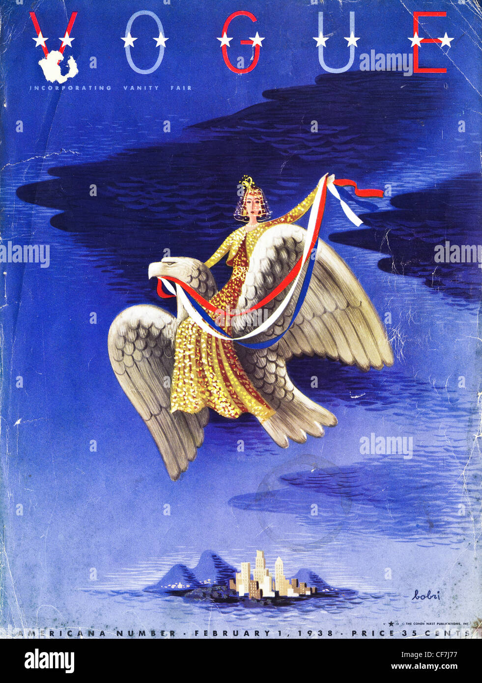 Coperchio della American Vogue Fashion Magazine datato 1 febbraio 1938 Foto Stock