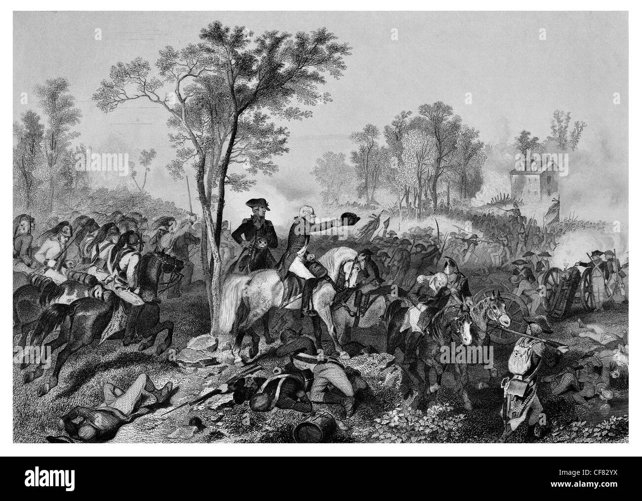 Battaglia di Eutaw Springs la guerra rivoluzionaria americana, nel Carolinas Maggiore Generale Natanaele Green 1781 Foto Stock