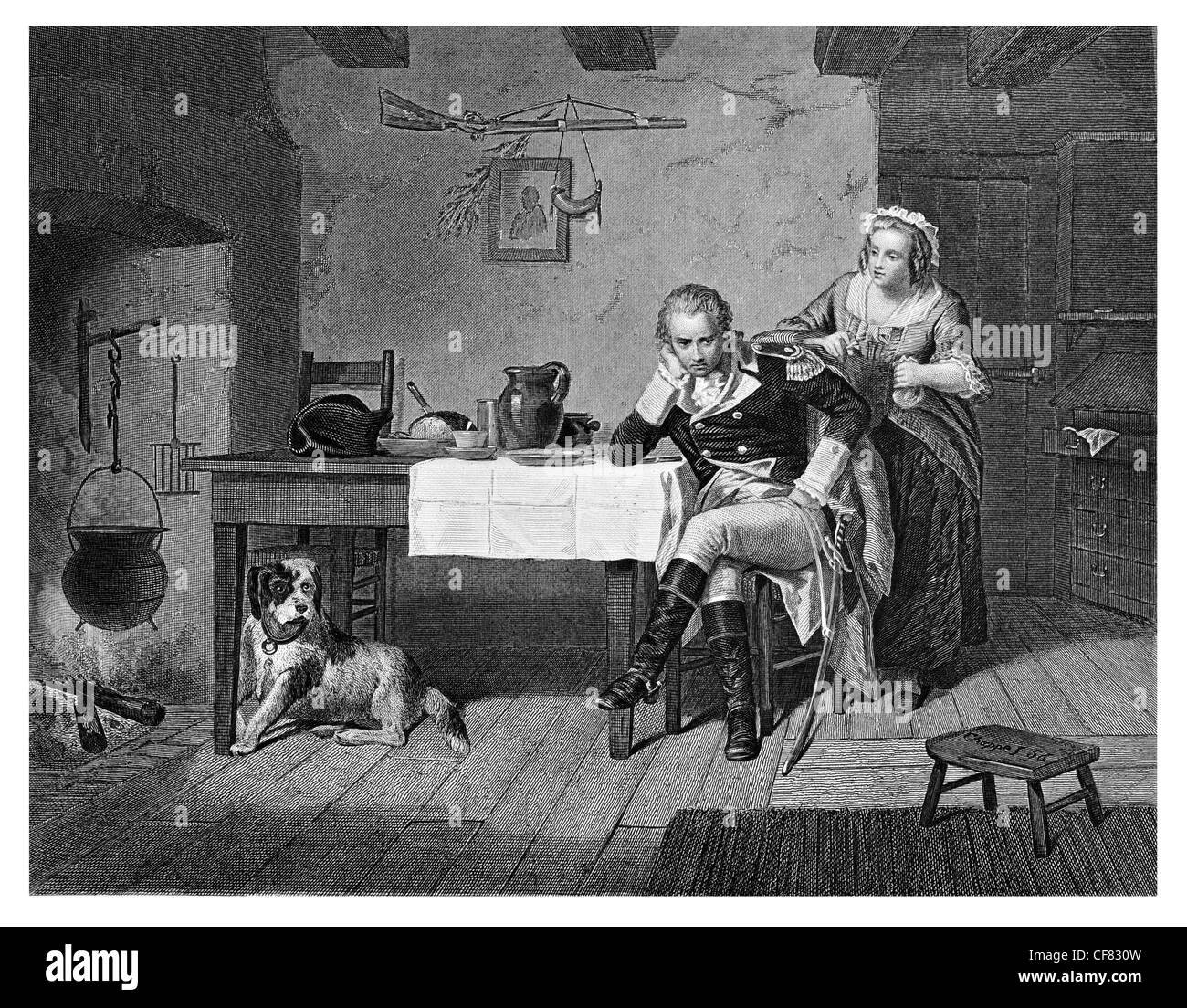 La signora Steele dare soldi a verde generale 1742 1786 generale durante la Rivoluzione Americana Foto Stock