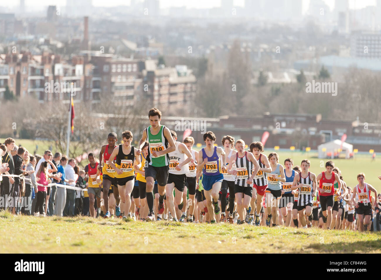 Sotto 15 ragazzi National Cross Country Championships di Parliament Hill sabato 25 febbraio 2012 Londra Foto Stock