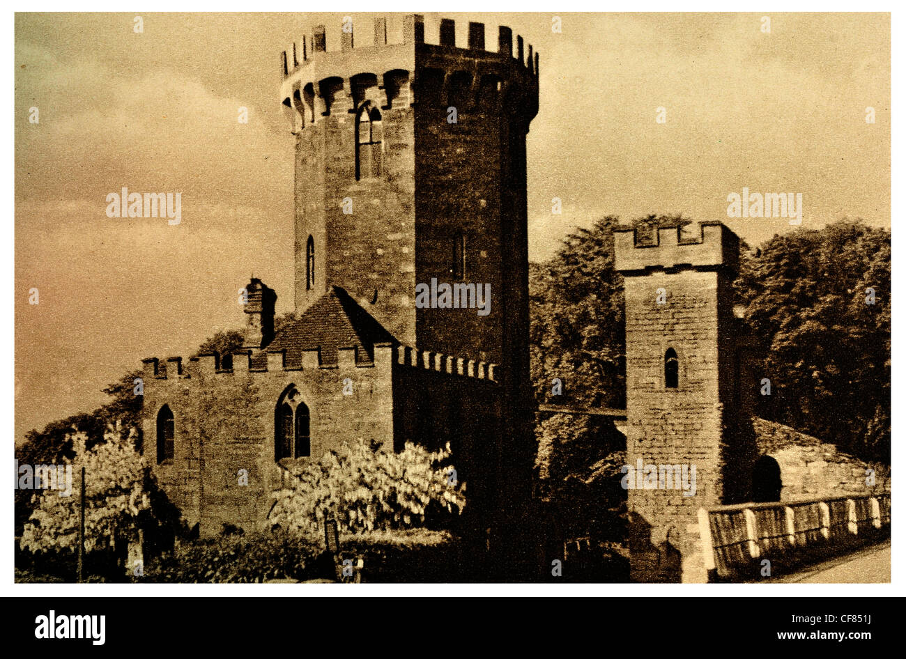 Edgehill Round Tower Castle fort 1930 Warwick Warwickshire West Midlands England Europa REGNO UNITO ricreazione turismo attrazione turistica Foto Stock