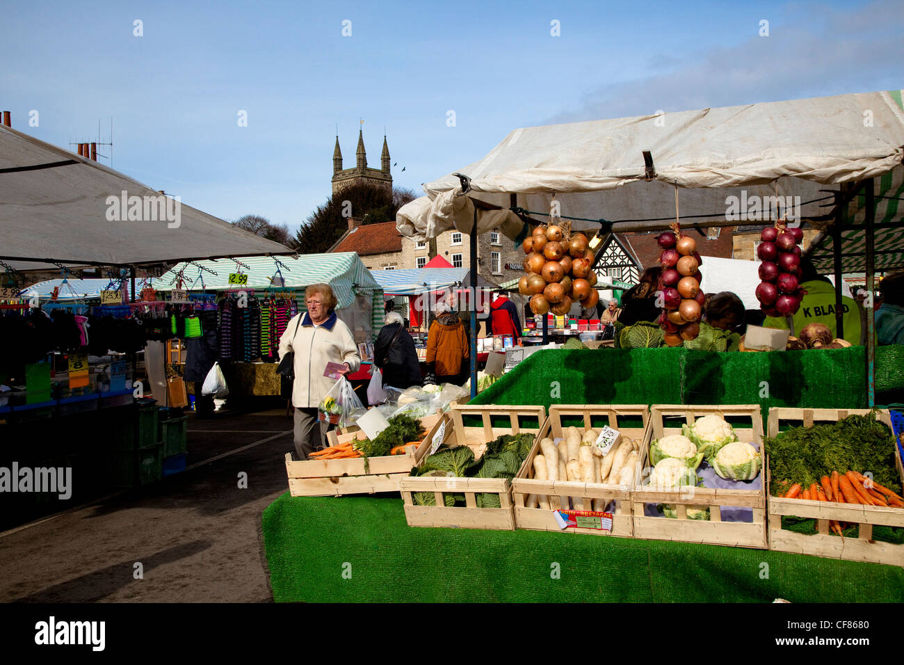 Il mercato del venerdì, Helmsley, Ryedale, North Yorkshire Foto Stock