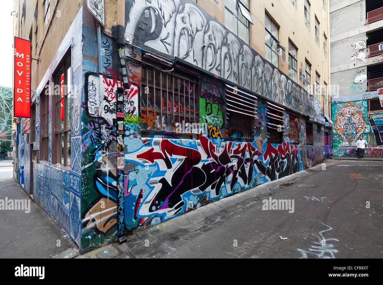 Arte dei graffiti, Hosier Lane, Melbourne, Victoria, Australia Foto Stock