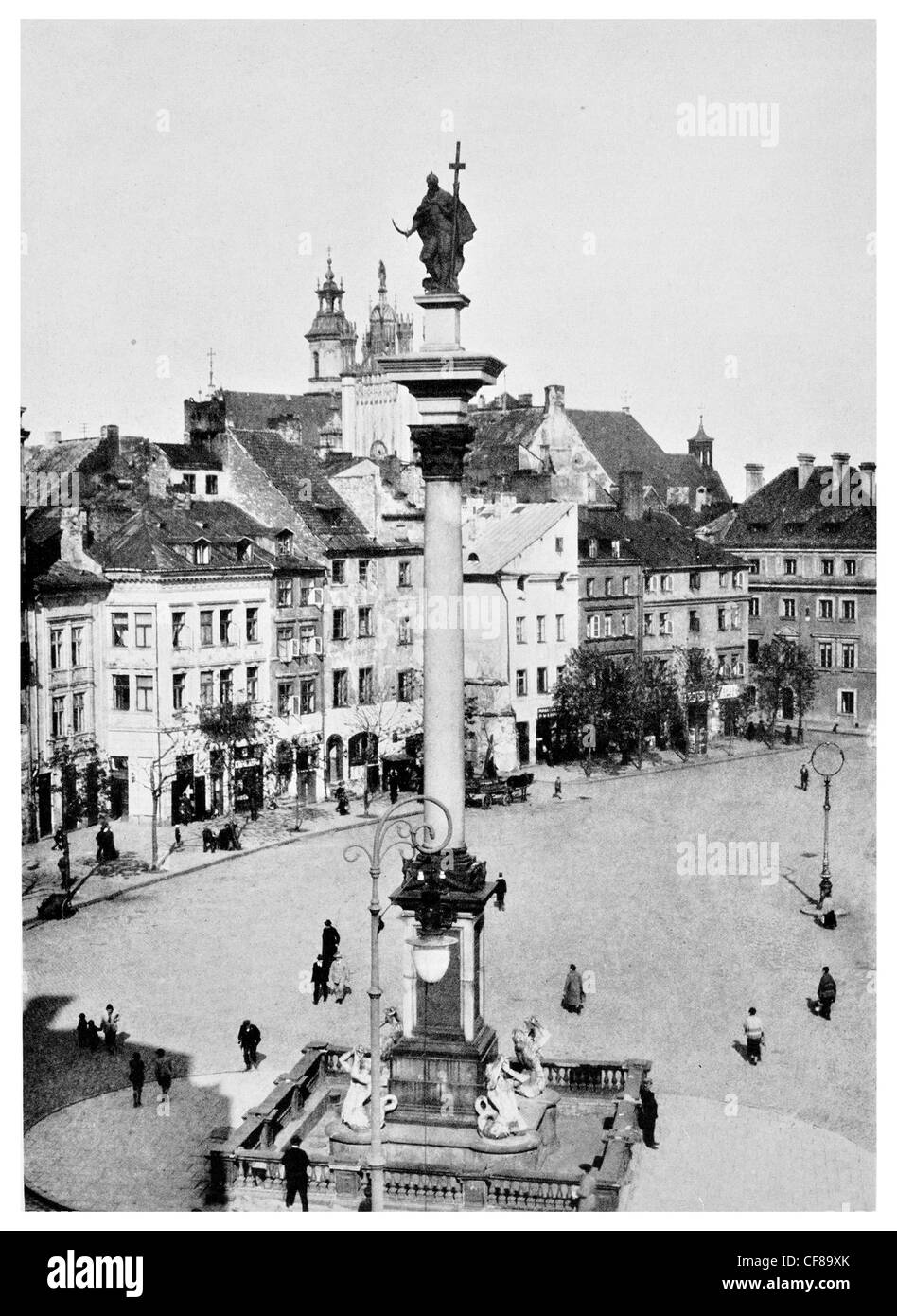 1926 Il Palazzo Reale nella vecchia città di Varsavia, Polonia. La piazza del palazzo Varsavia re di Polonia monumento Foto Stock
