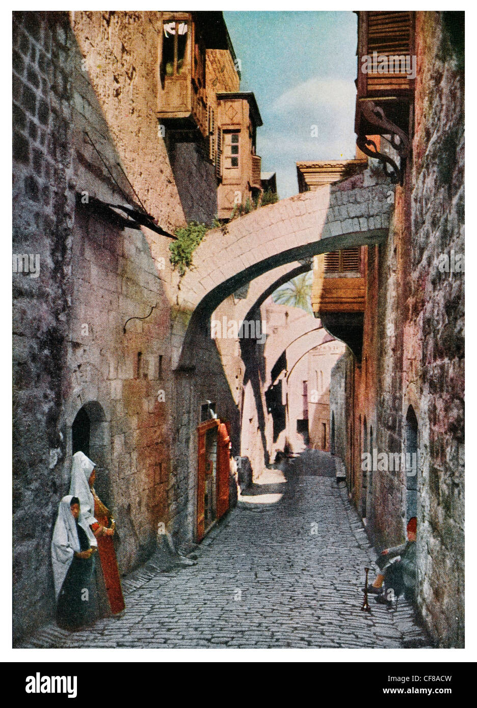 1926 Via Crucis Pilato's house al Golgota la Via Dolorosa di Gerusalemme Foto Stock
