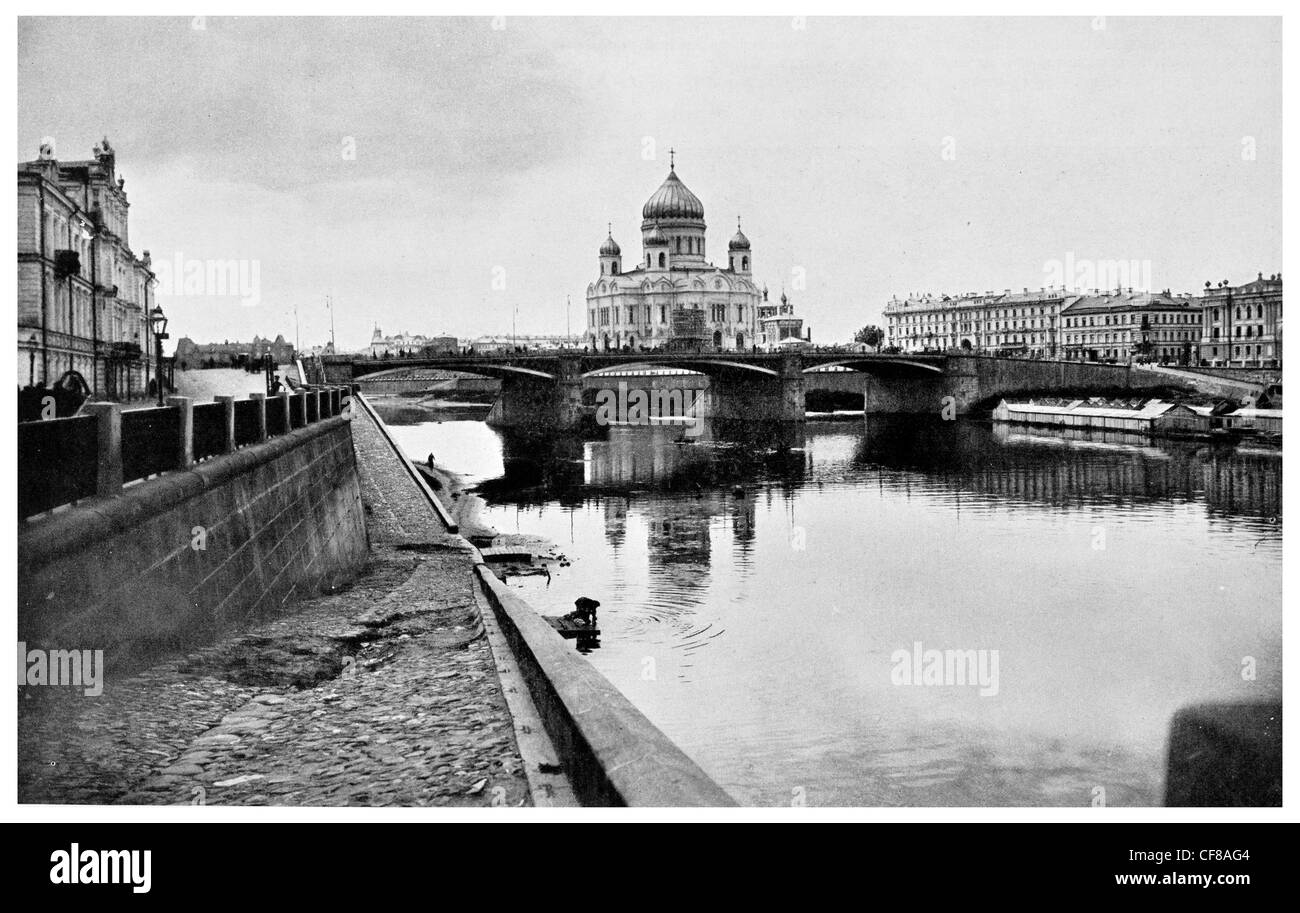 1926 sovietica capitale russa Cattedrale Ponte Kamenni sovietica governo russo Cremlino seconda ora demolita spanning Moskva Foto Stock