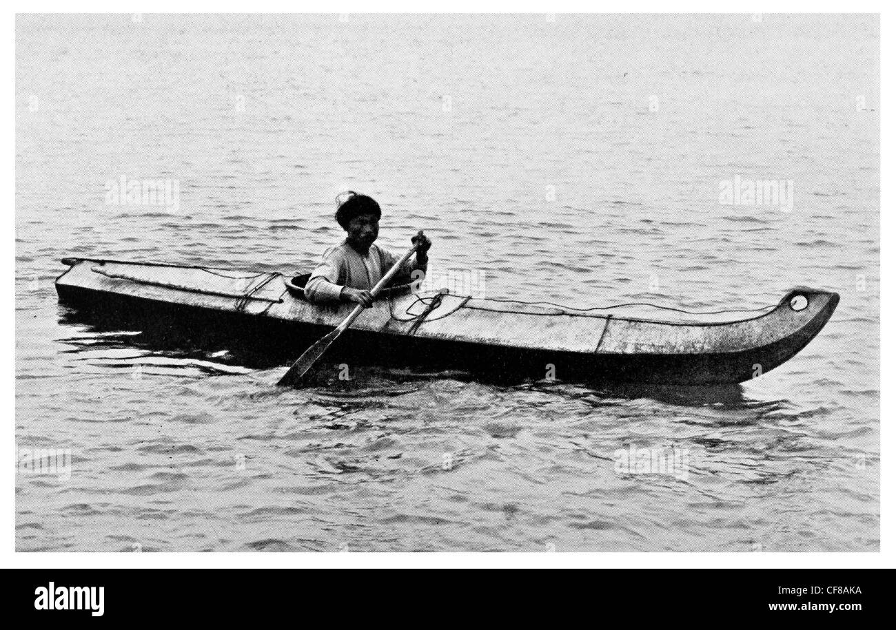 1927 Eskimo Kayak Nome regione dell'Alaska Foto Stock