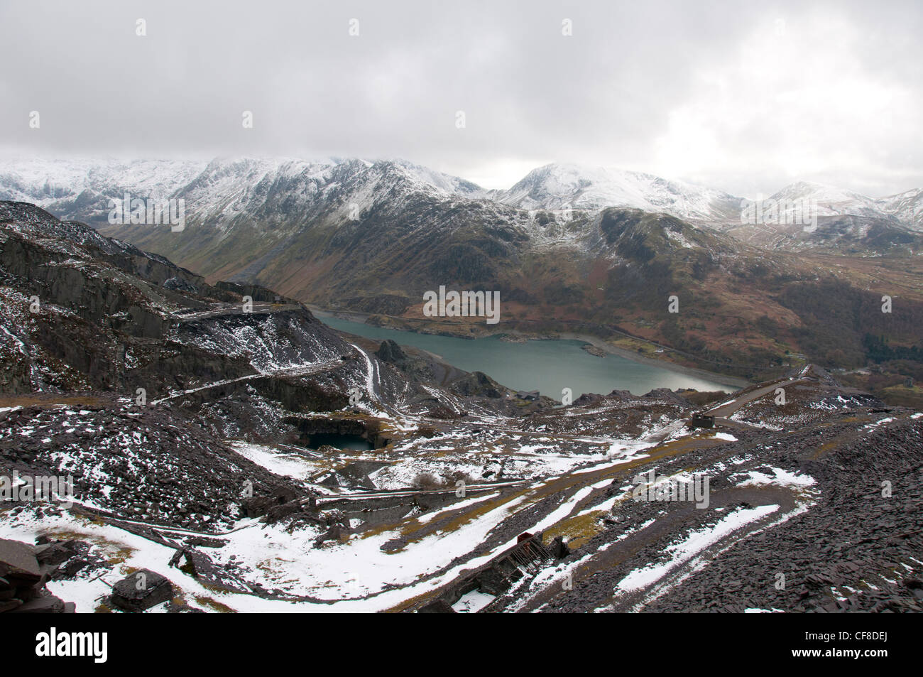 Dinorwig cava di ardesia e la centrale idroelettrica Foto Stock