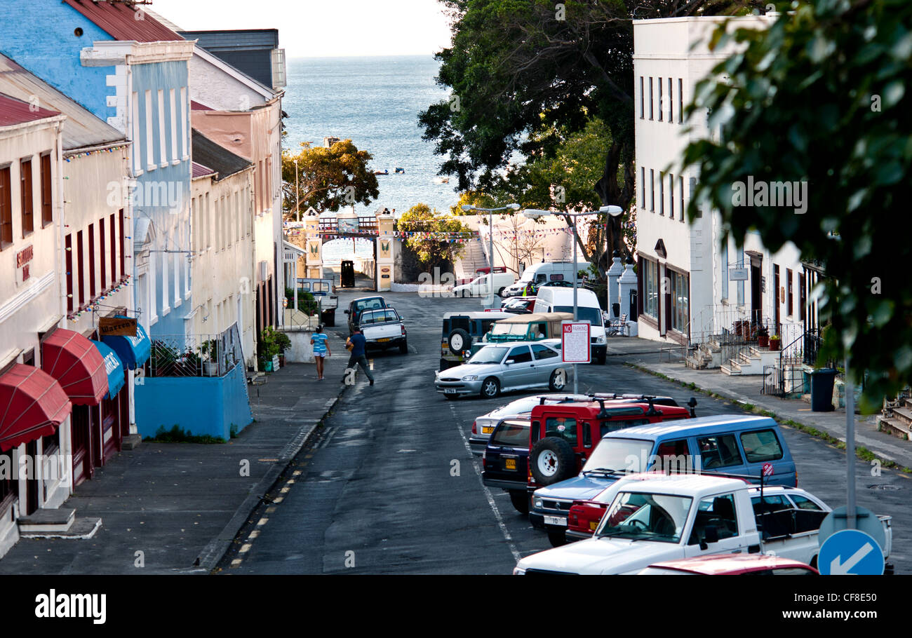 St Helena Island prima serata in Jamestown high street Foto Stock