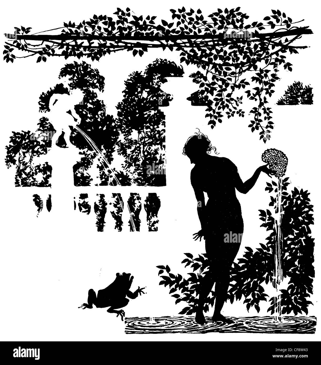La Bella Addormentata Arthur Rackham 1920 fata malvagia strega fata libro delle Fate magia magical mito mandrino storia legenda princess Foto Stock