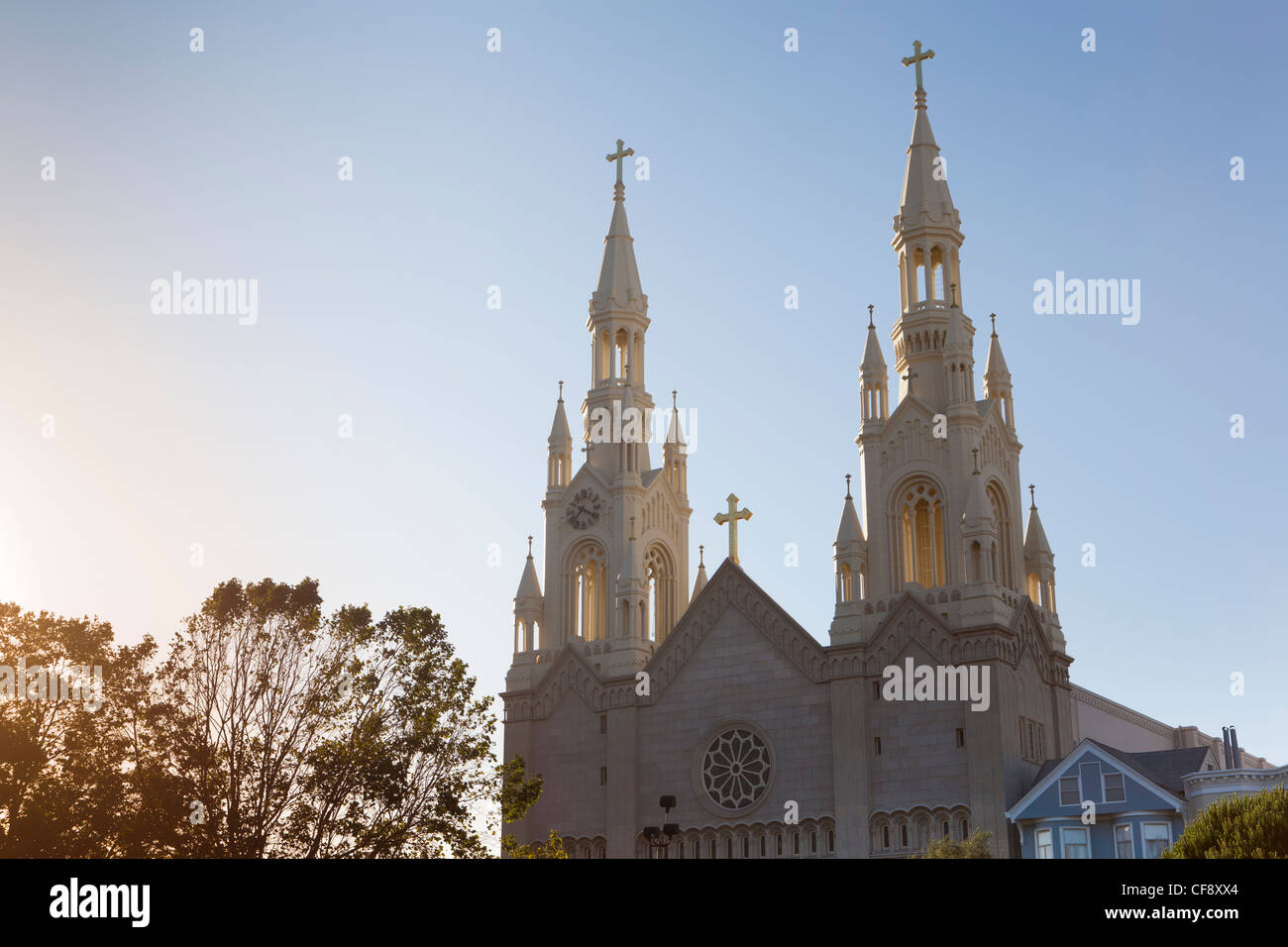 San Pietro e Paolo Chiesa, dettaglio, Washington Square, San Francisco, California, Stati Uniti d'America Foto Stock