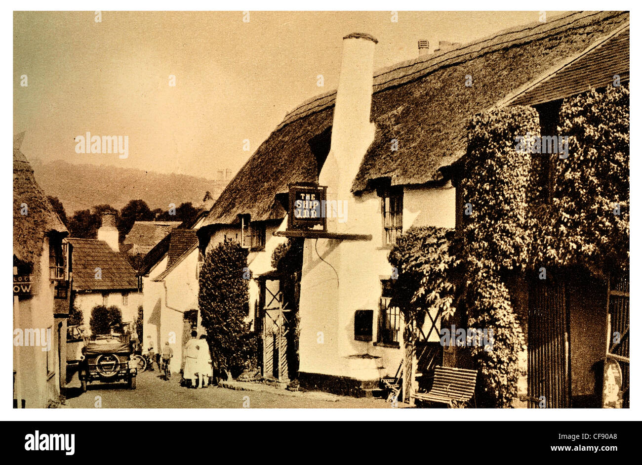 La nave Inn Porlock paglia di paglia public house pub Tavern village Somerset South West England Europa REGNO UNITO TURISMO Foto Stock