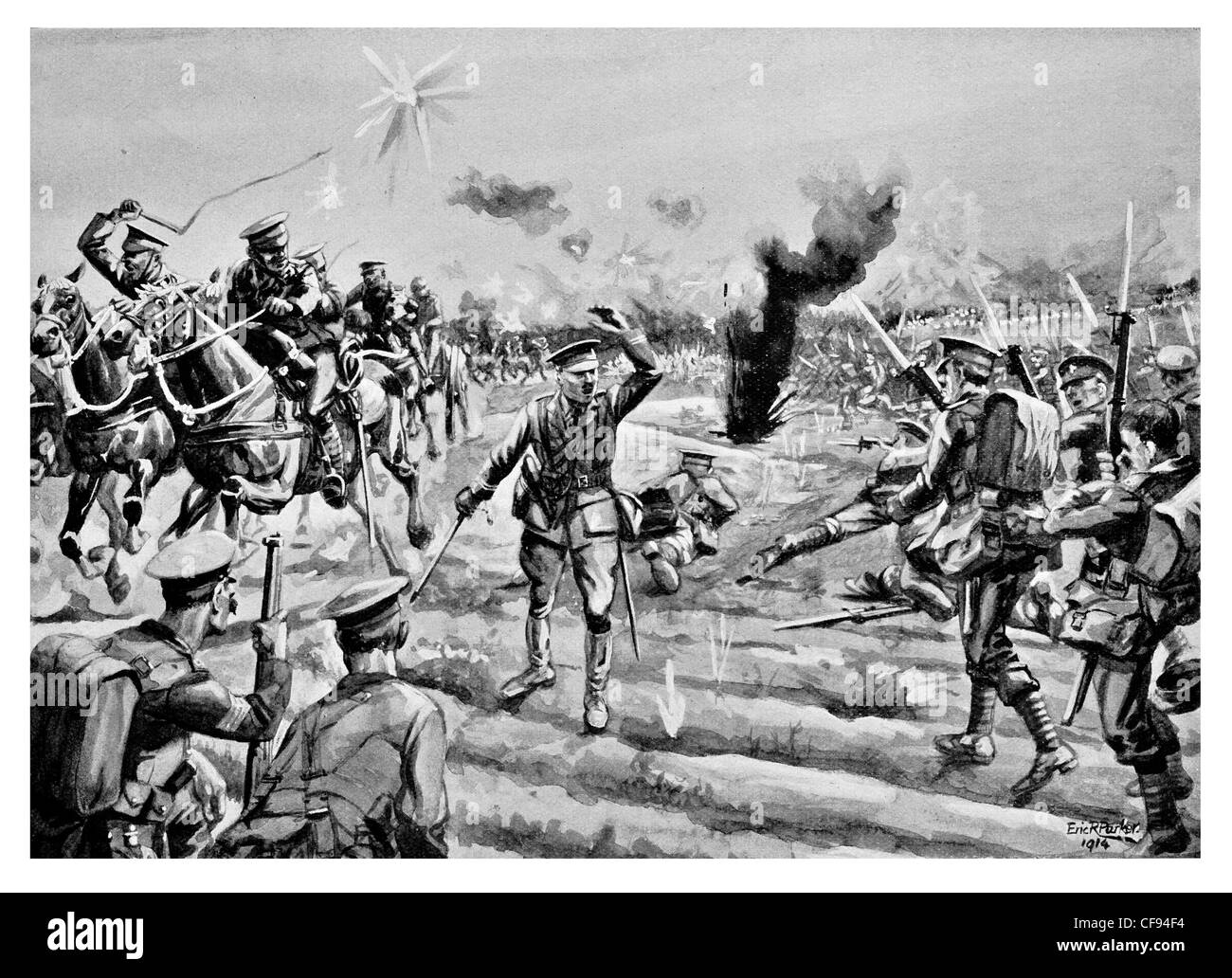 Carica a baionetta il Connaught Rangers il diavolo proprio Irish Regiment esercito britannico 88th reggimento di piedi linea anteriore zona di guerra la pistola Foto Stock