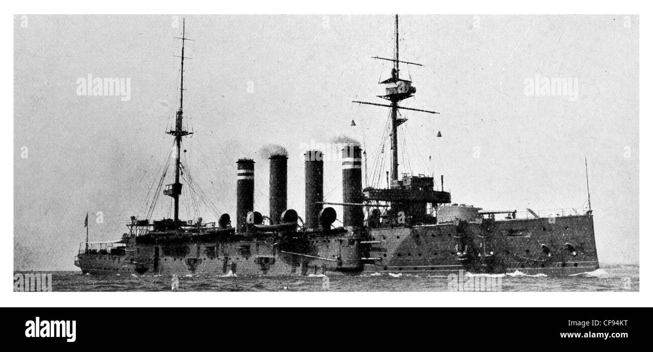 HMS Hogue era un Cressy-classe incrociatore blindati nella Royal Navy. Hogue fu affondato dall'U-boat tedesca U-9 il 22 settembre 1914. Foto Stock
