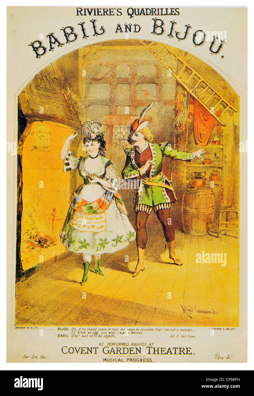 È possibile vedere sfilare le quadriglie da Babele e Bijou dramma musicale da Dion Boucicault e JR Planche Theatre Royal Covent Garden Foto Stock