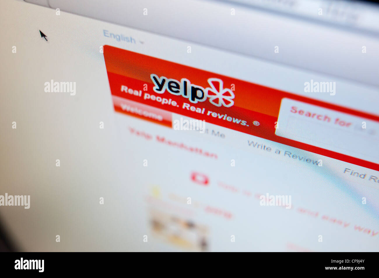 Il Yelp home page, il crowdsourcing on line il sito di riesame Foto Stock