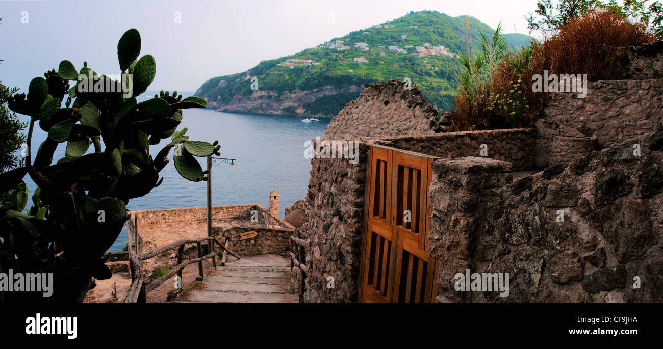 Castello Aragonese vista panoramica, l'Isola d' Ischia Foto Stock