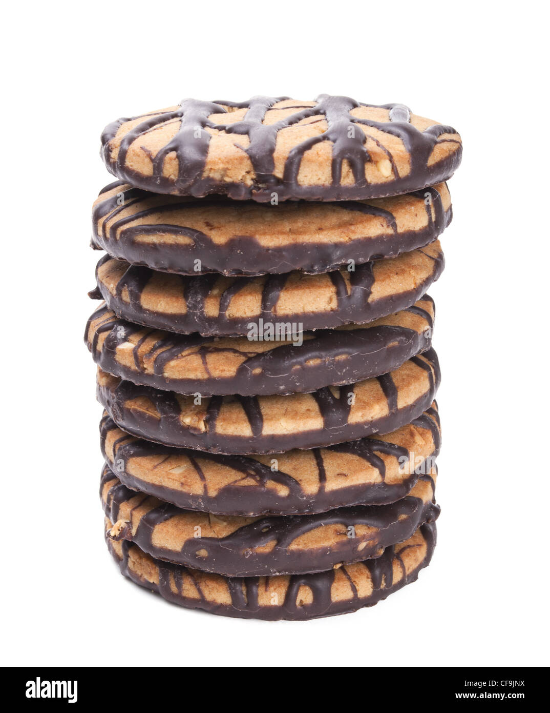 Biscotti al cioccolato isolato su uno sfondo bianco Foto Stock