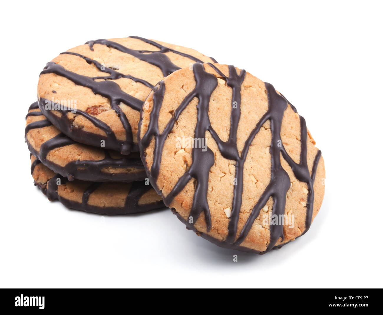 Biscotti al cioccolato isolato su uno sfondo bianco Foto Stock