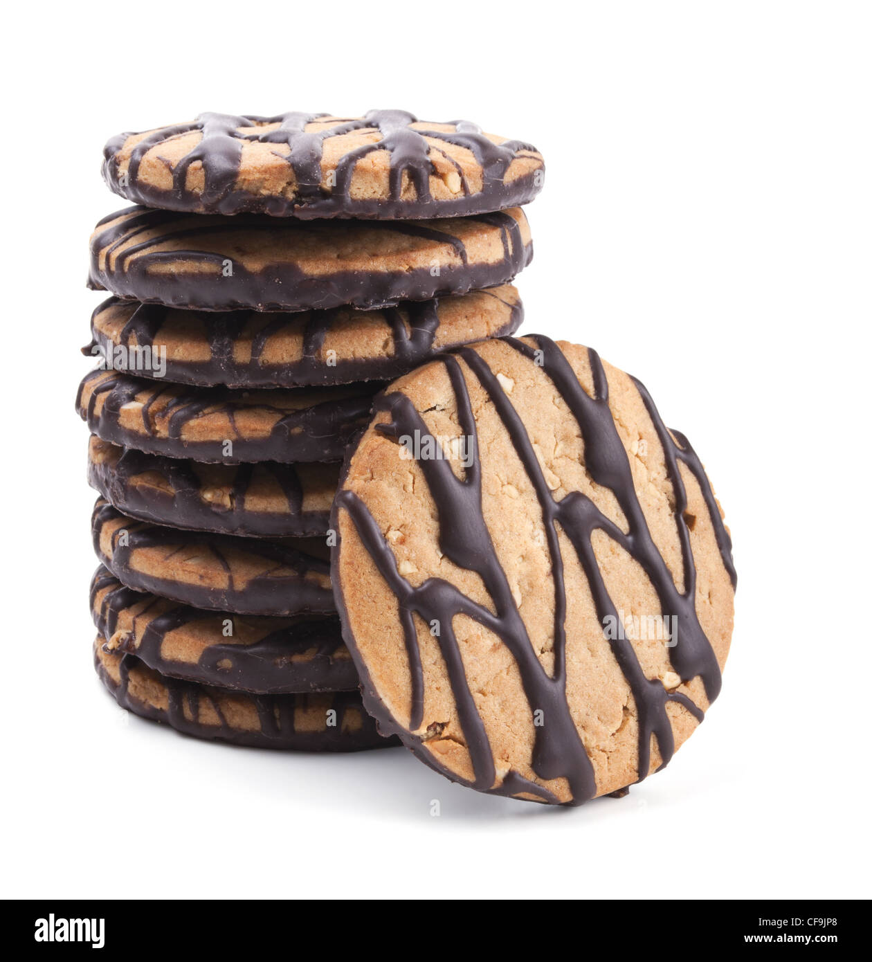 Biscotti al cioccolato isolato su uno sfondo bianco Foto Stock