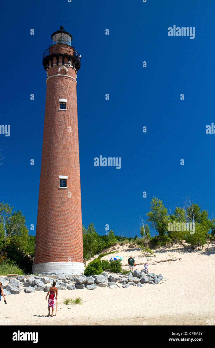 Il piccolo Sable punto luce sul Lago Michigan nel Golden Township, Michigan, Stati Uniti d'America. Foto Stock