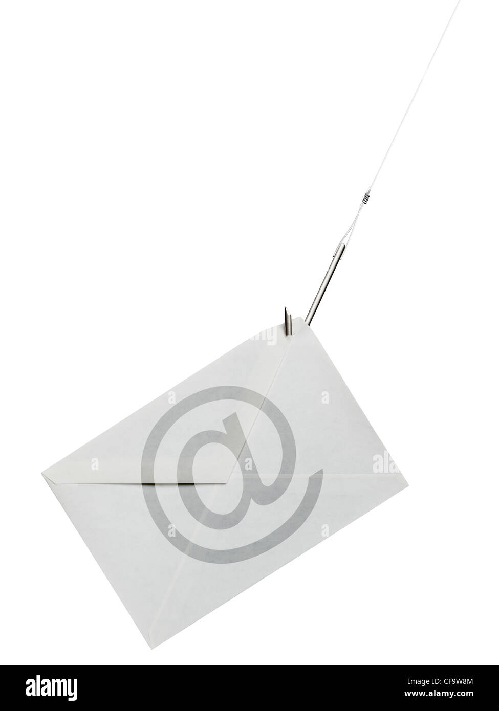 Gancio e-mail grabbing lettera - le frodi online o il concetto di phishing Foto Stock