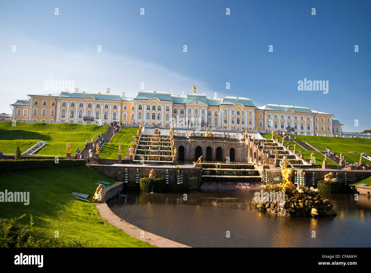 Russia, Europa, San Pietroburgo, Peterburg, città di Peterhof Palace, il Summer Palace, patrimonio mondiale, parco Foto Stock
