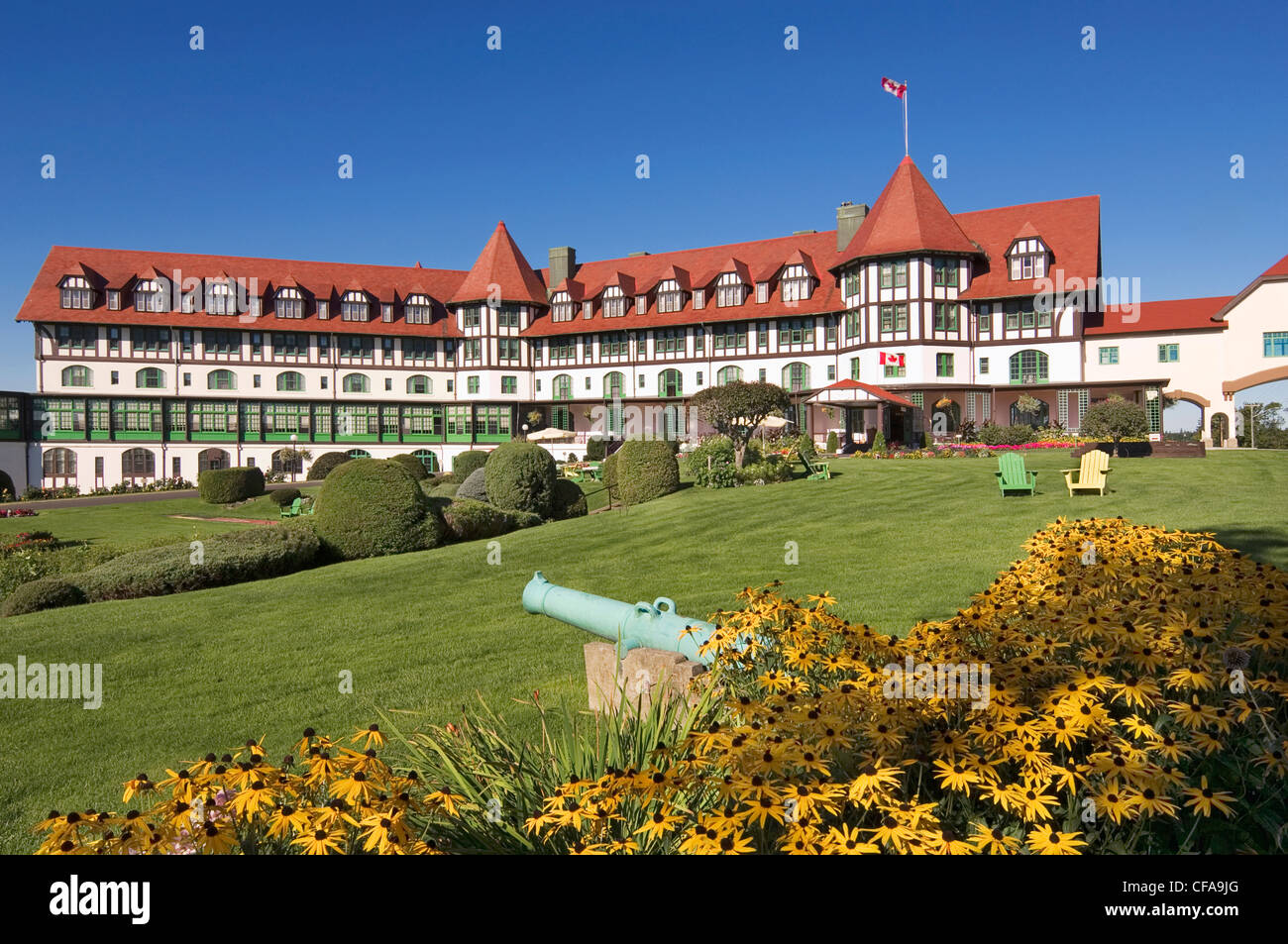 Il Fairmont Algonquin Hotel, Distretto Storico Nazionale, Saint Andrews dal mare, New Brunswick, Canada. Foto Stock