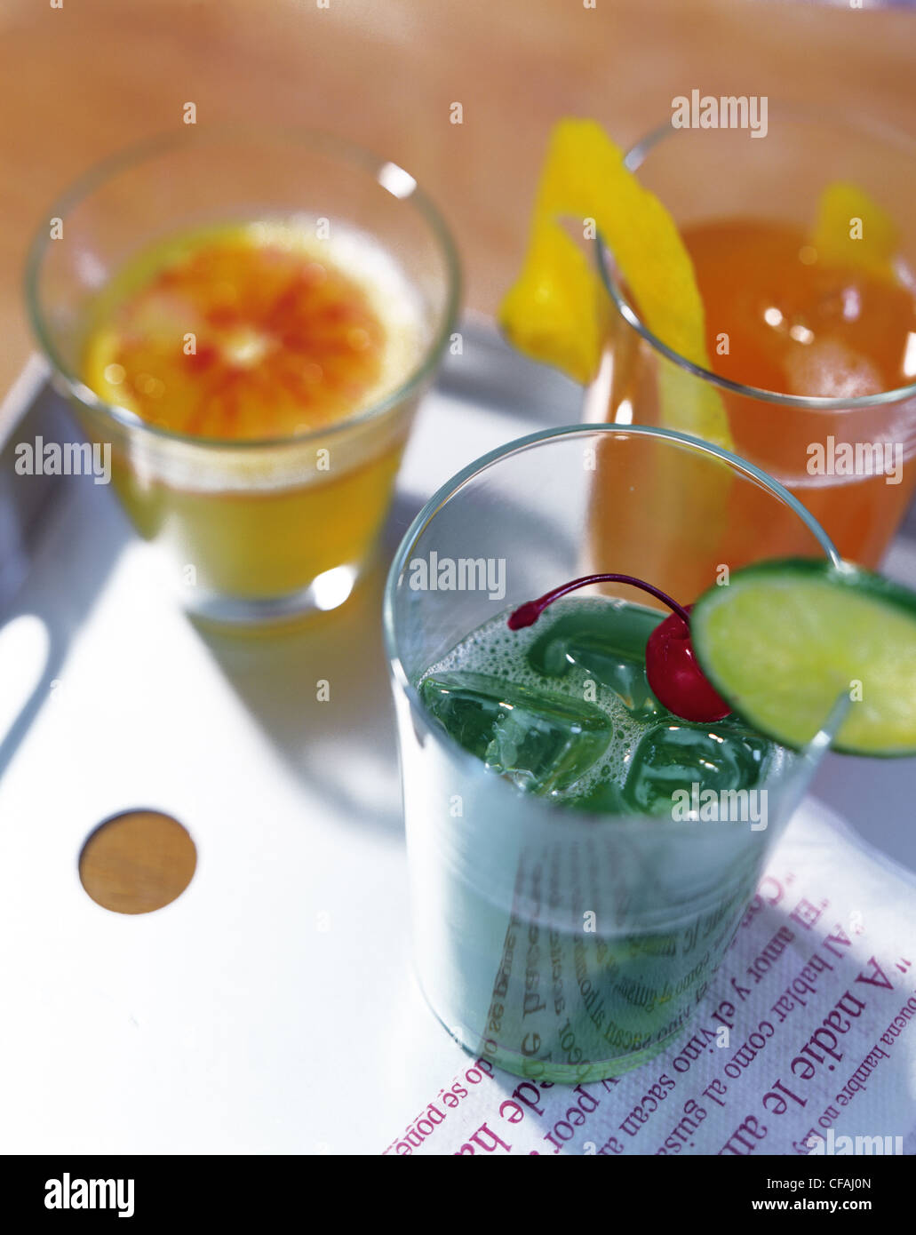 Tableau: cool drinks: blu cactus cocktail / panta fantasie / calypso Foto Stock