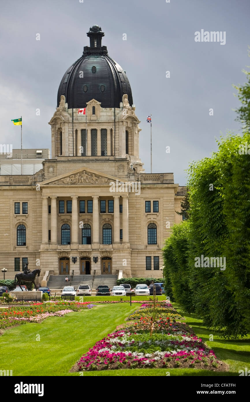 La regina Elisabetta II i giardini e il Palazzo Legislativo di Regina, Saskatchewan, Canada Foto Stock