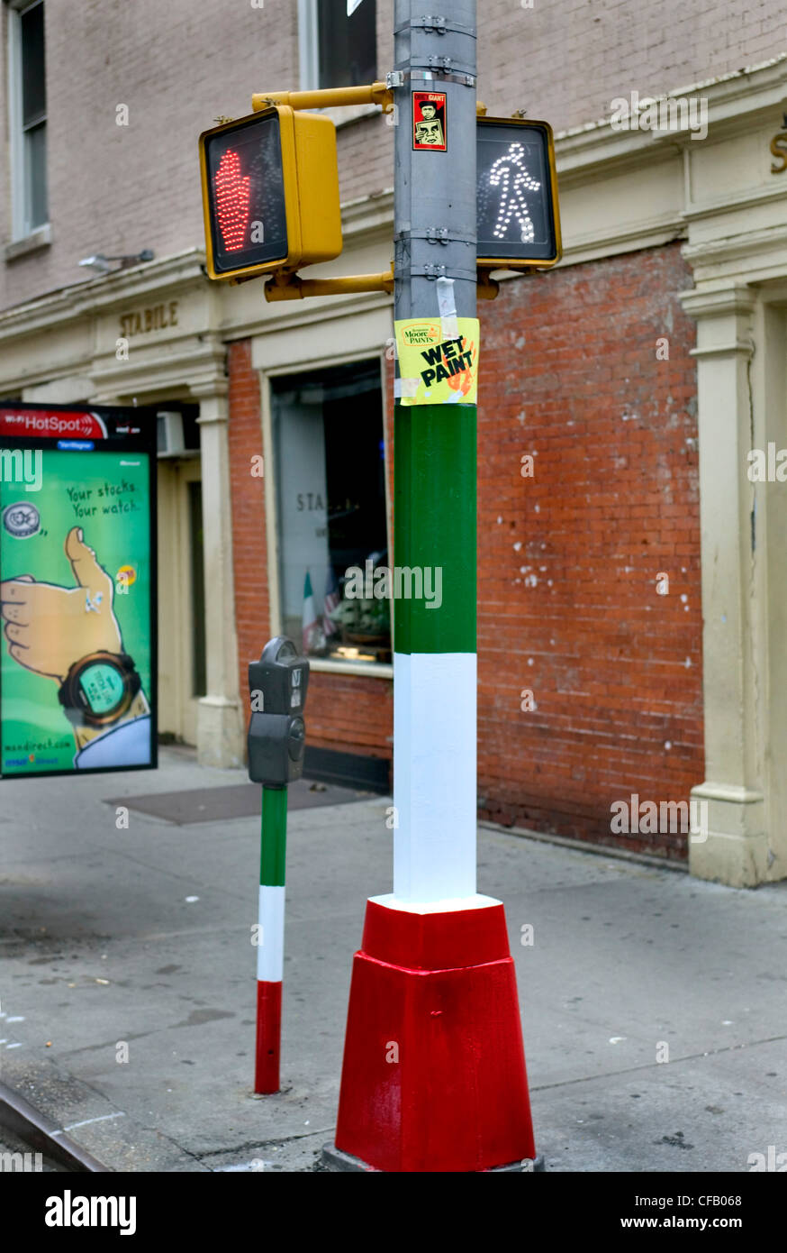 L'uomo verde del semaforo, Little Italy Foto Stock