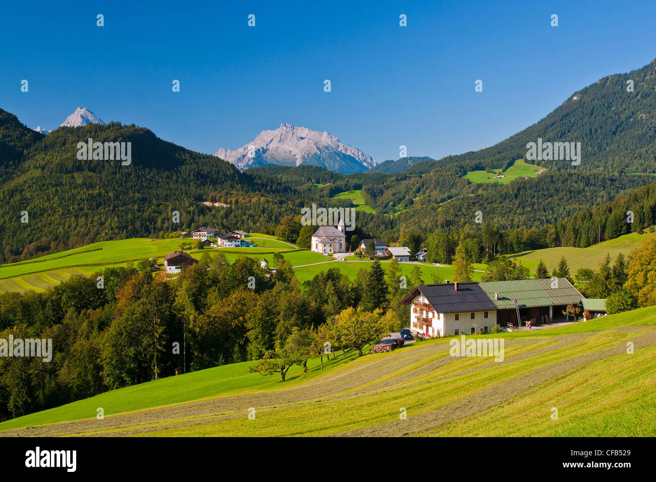 L'Europa, in Germania, in Baviera, Baviera, Berchtesgaden, Marktschellenberg, Ettenberg, Hochkalter, montagna, montagne, Alpi, rel Foto Stock
