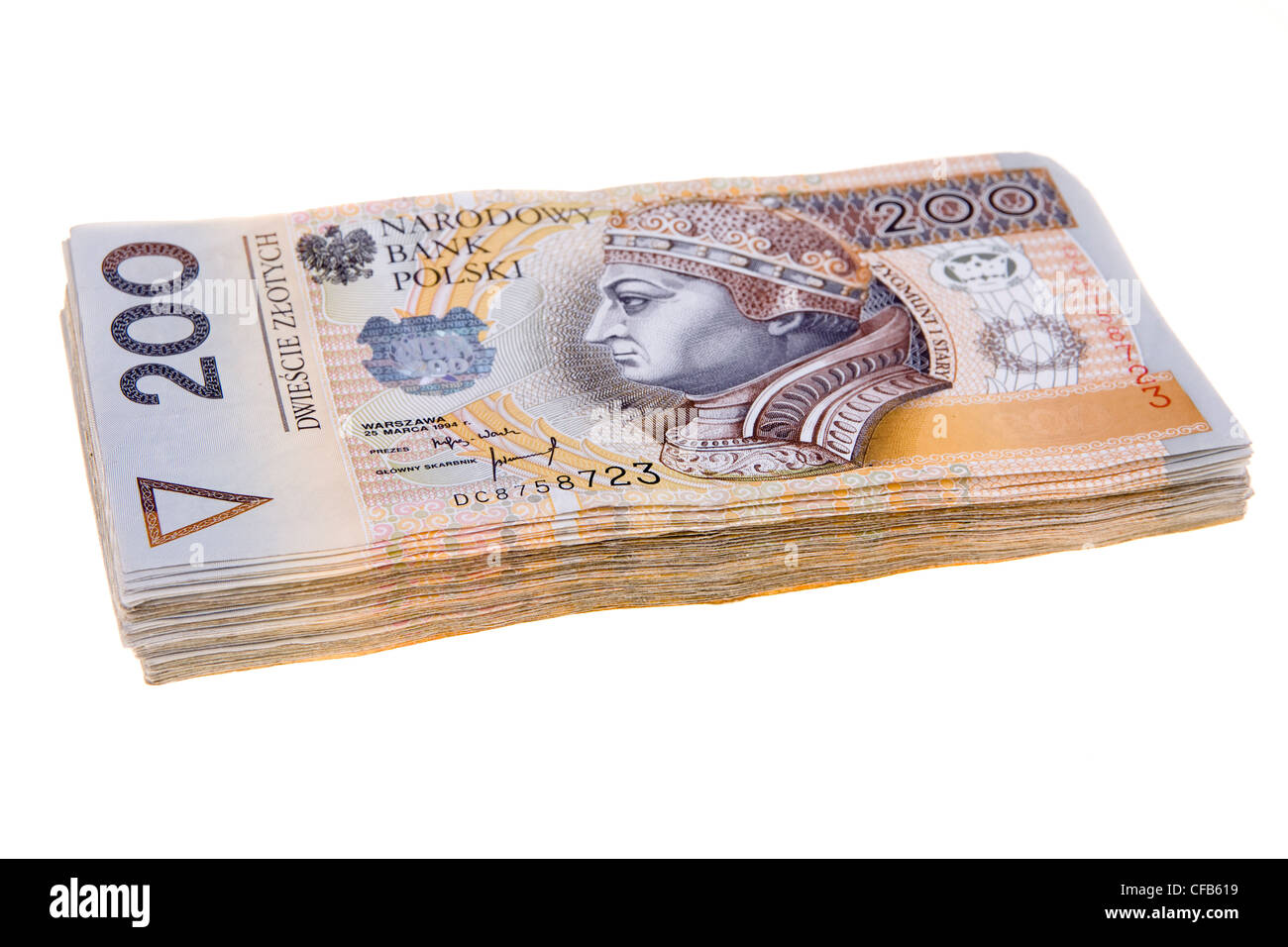 Il polacco denaro duecento zlotys Foto Stock