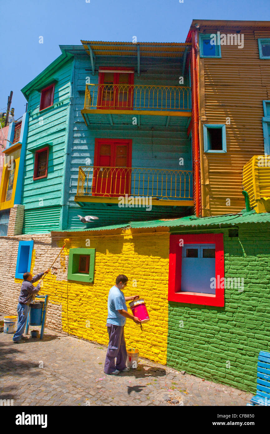 Sud America, Buenos Aires, La, Boca, tango trimestre, case, case, facciate, colorato, pittori Foto Stock