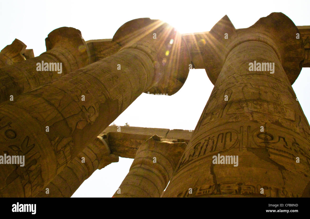 Il grande tempio di Karnak dedicato al culto di Amon, nella città di Luxor in Egitto Foto Stock